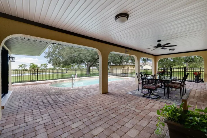 Under roof brick patio