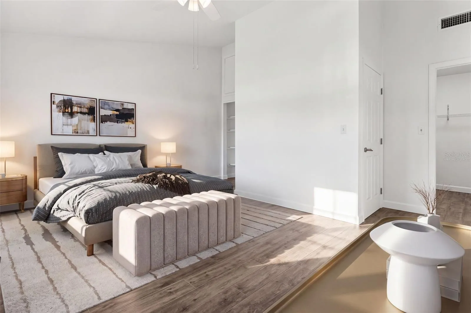 primary bedroom -virtually staged