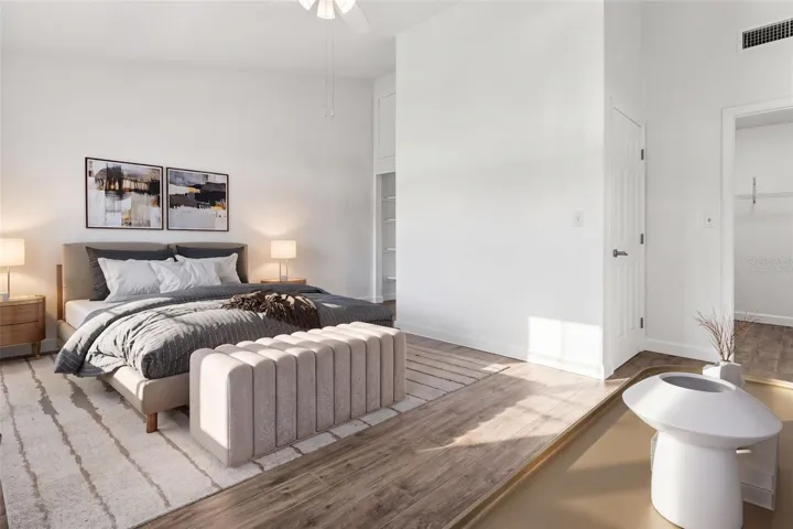 primary bedroom -virtually staged