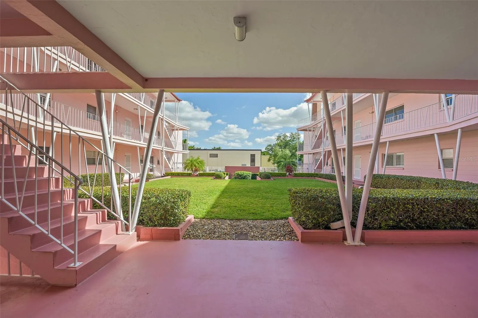 Courtyard and grass area within building