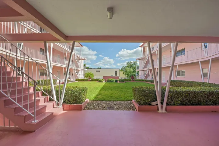 Courtyard and grass area within building