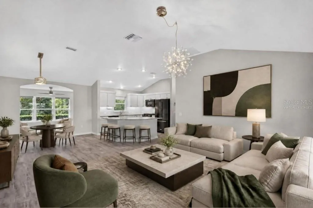 Living, Dining, and Kitchen-Virtually Staged
