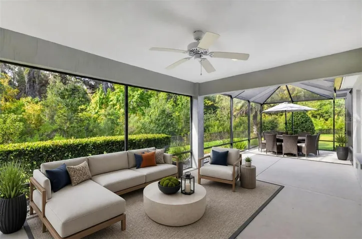 Expansive Lanai with Extended Birdcage with PRIVATE PRESERVE VIEWS-Virtually Staged
