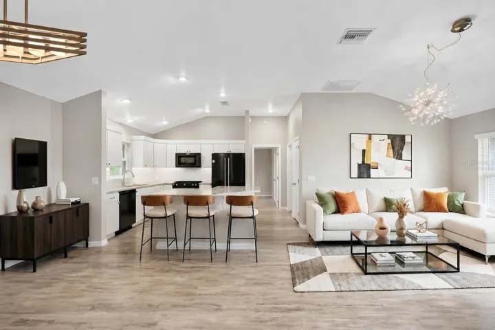 Living, Dining, and Kitchen-Virtually Staged