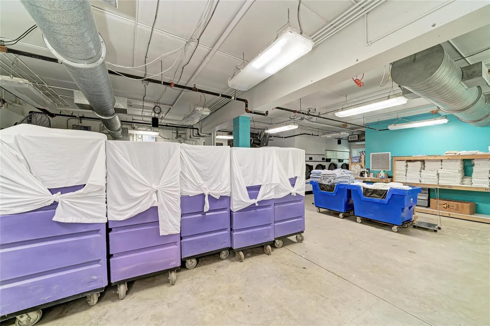 Ground level laundry area