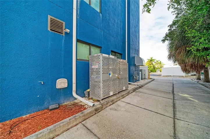 North side of building and through alley