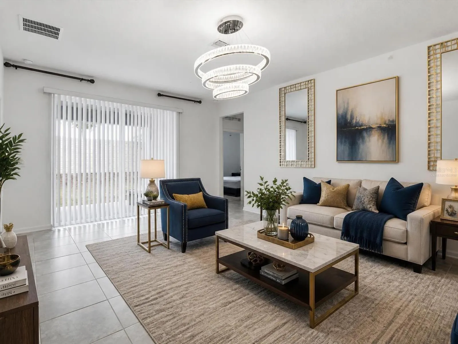 virtually staged living room