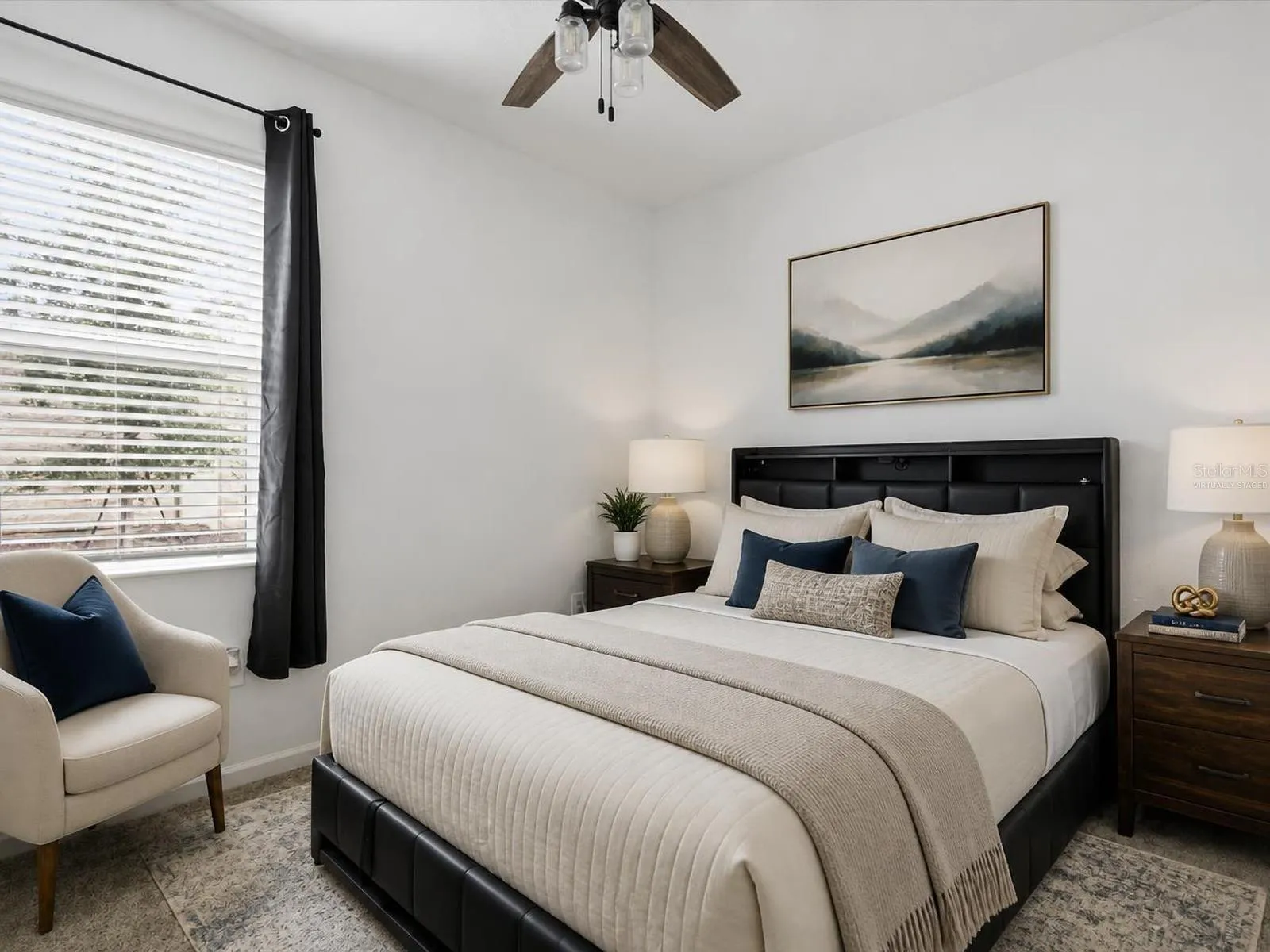 Virtually staged bedroom