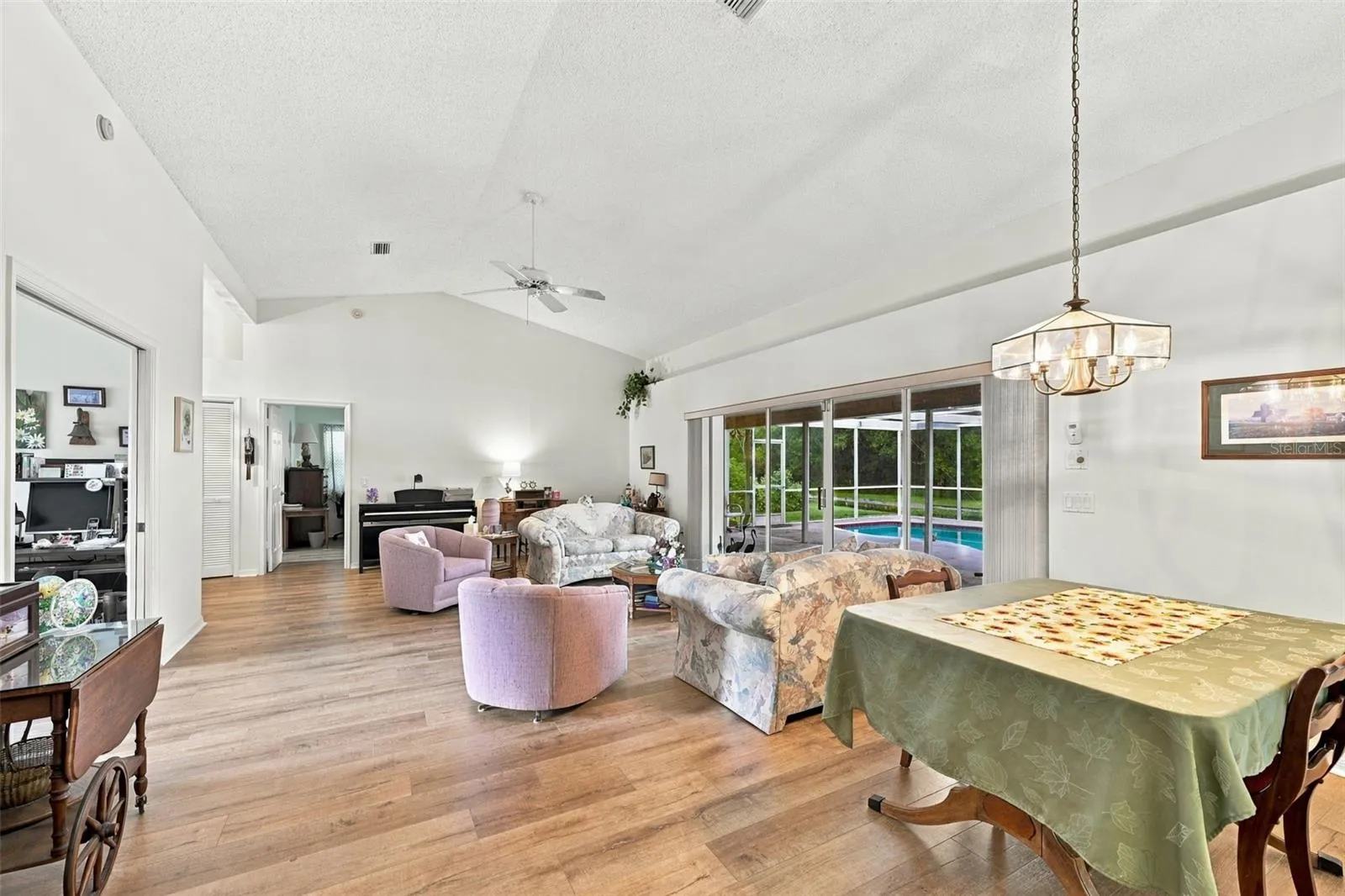Open area showing dining area, living room area