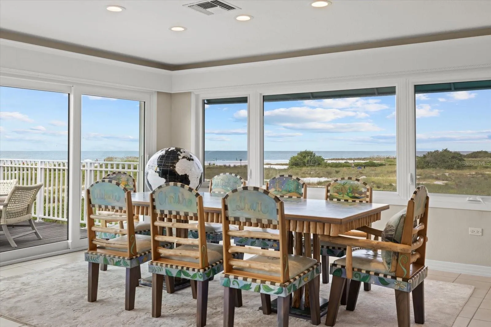 Dining area with stunning beach views