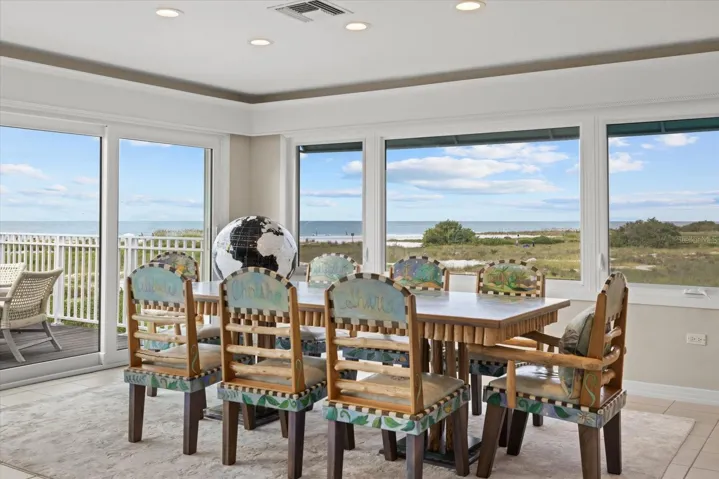 Dining area with stunning beach views