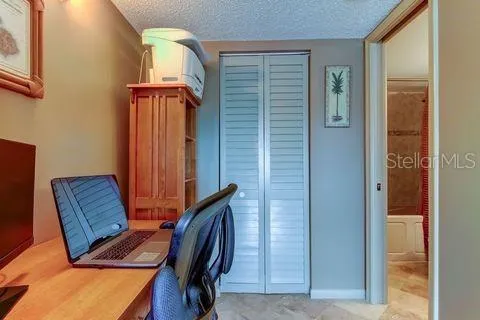 Built-in desk space and walk-in closet
