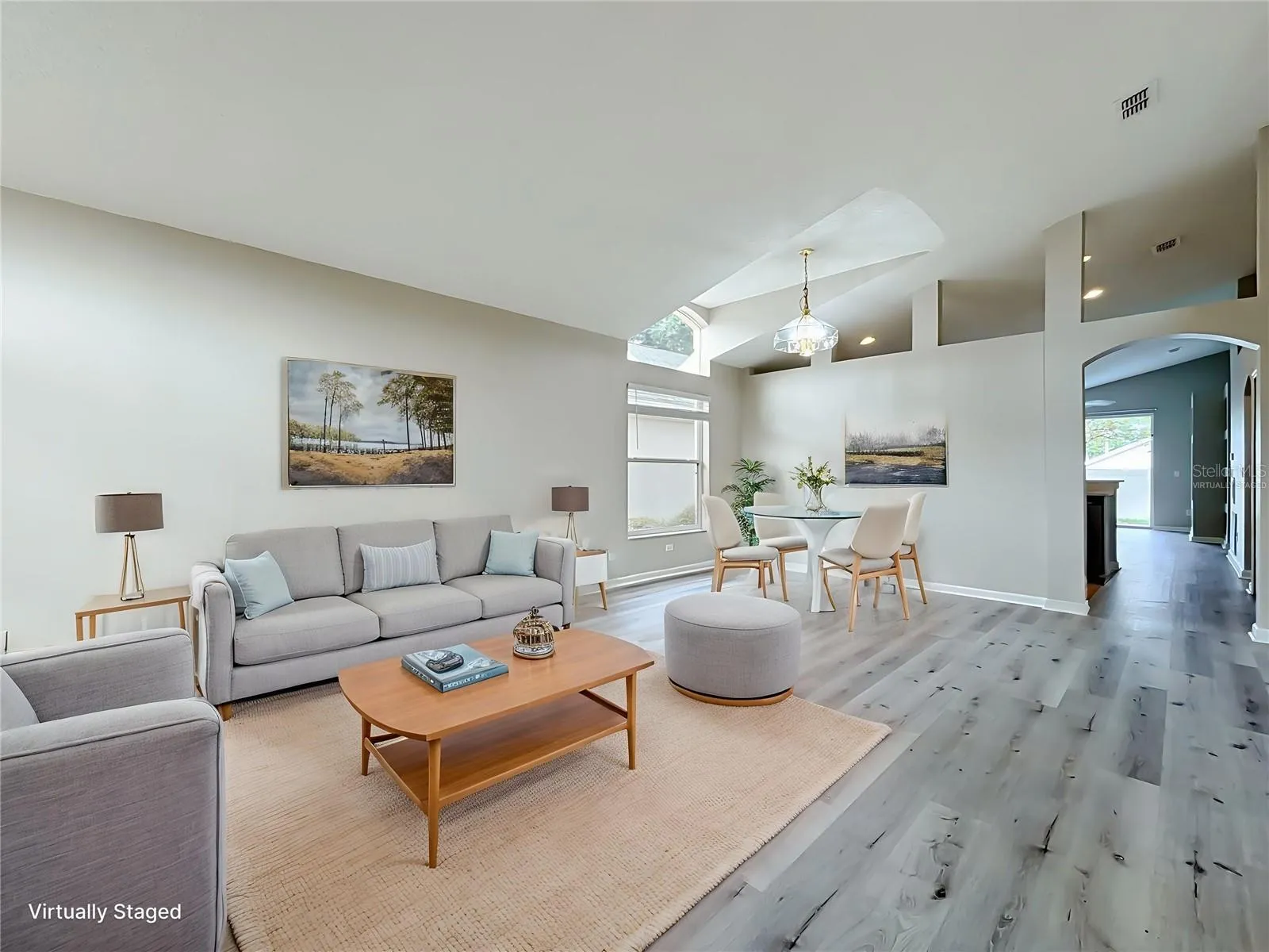 Virtually staged Living room/dining room