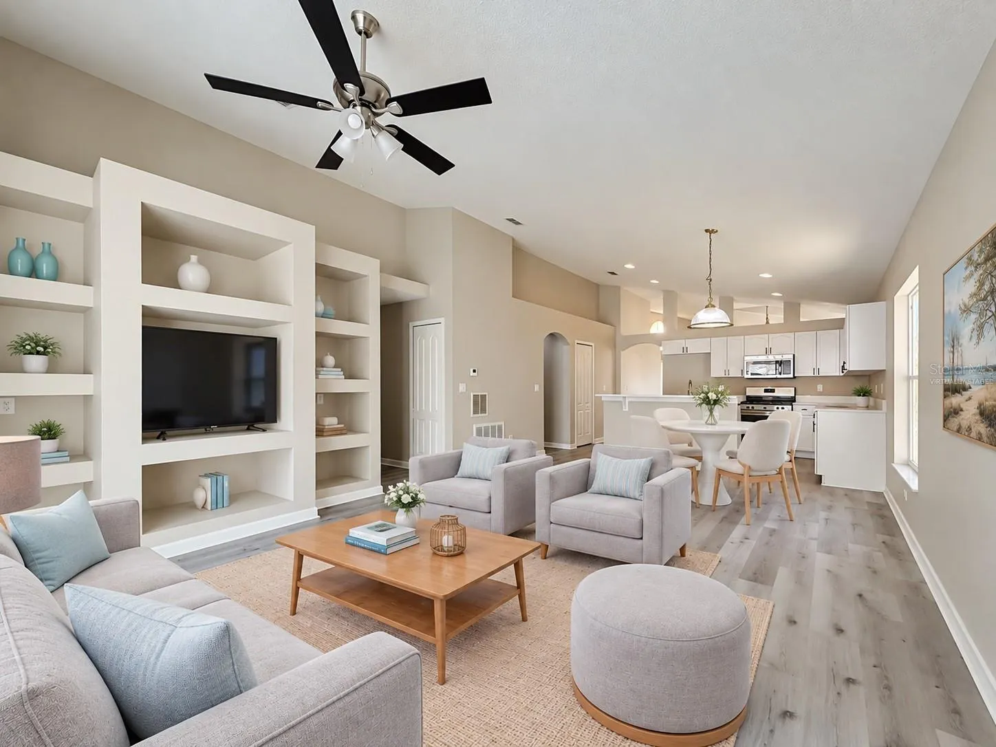 Virtually staged family room