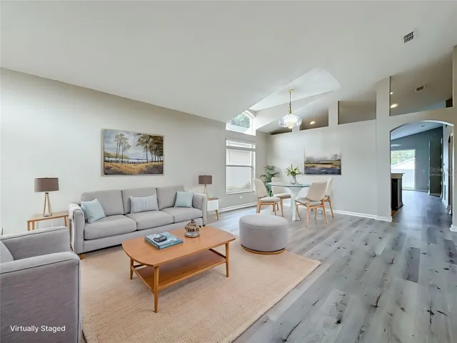 Virtually staged Living room/dining room