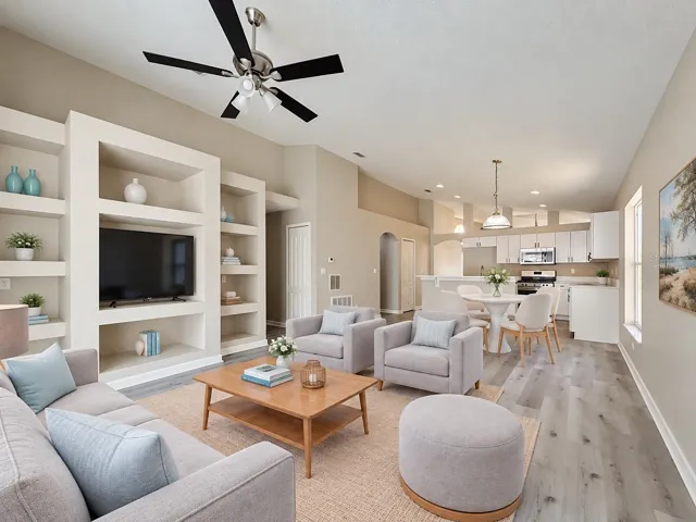 Virtually staged family room