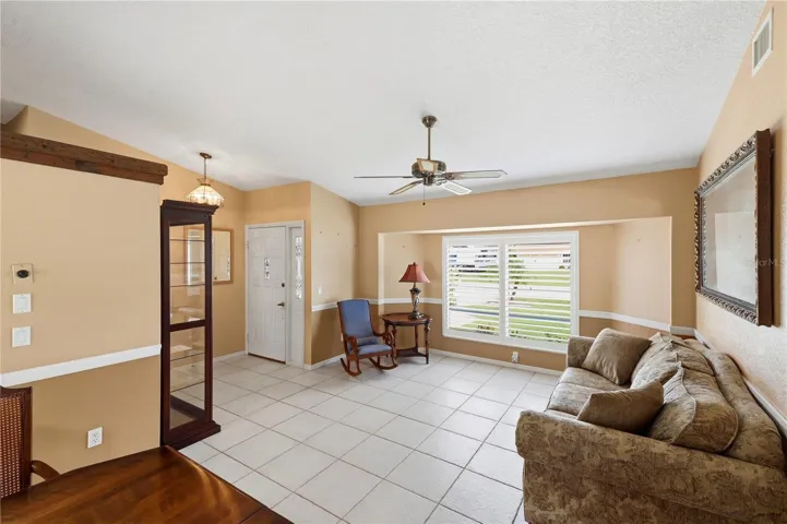 living room with plantation shutters