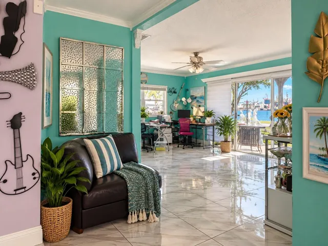 Living room area used for office