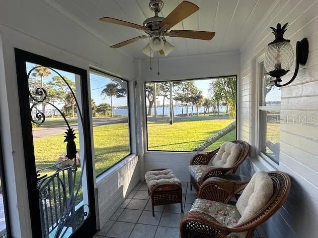 Screened porch has a great view of the river!