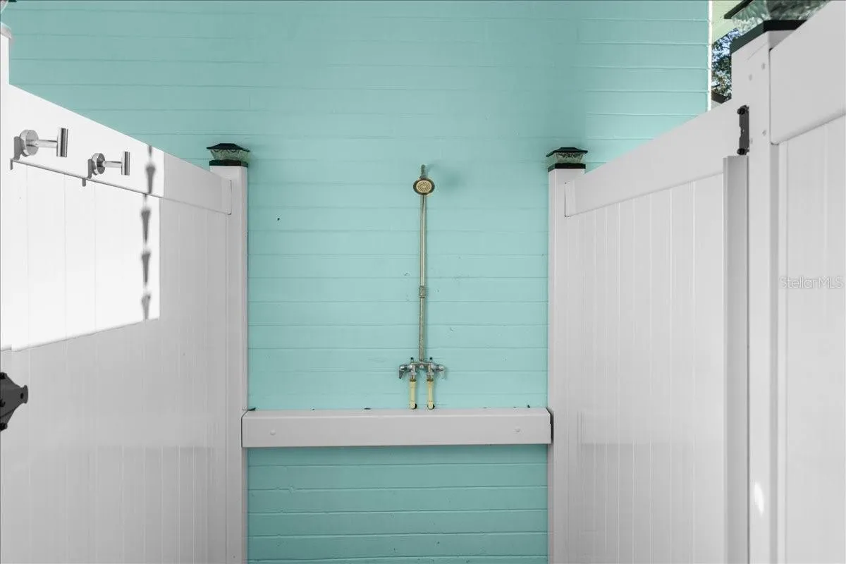 Outdoor shower after a beach day