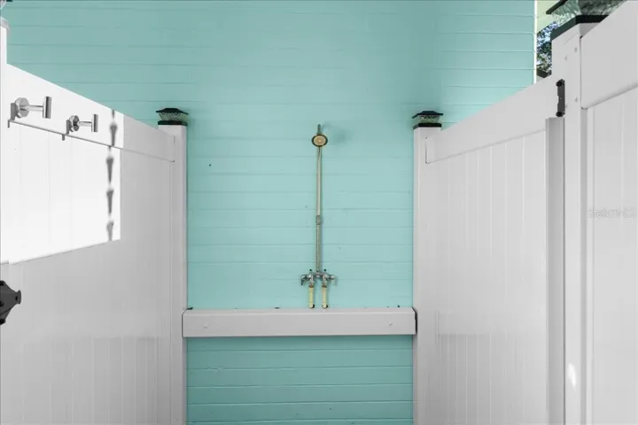 Outdoor shower after a beach day