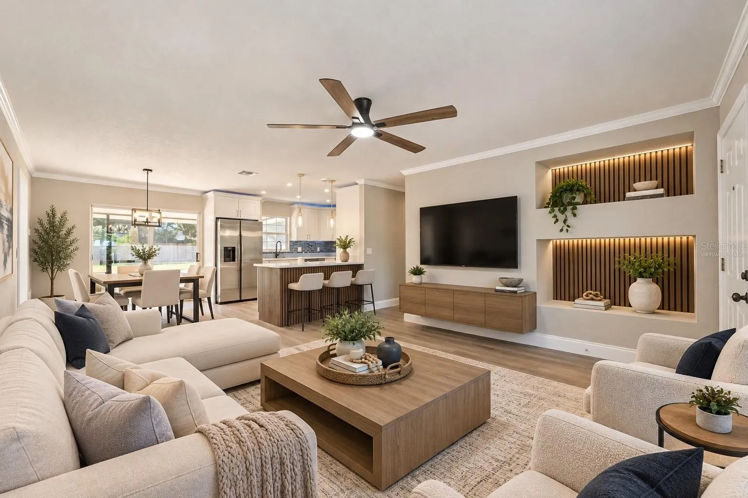 Virtually Staged Open-Concept Living Main Space