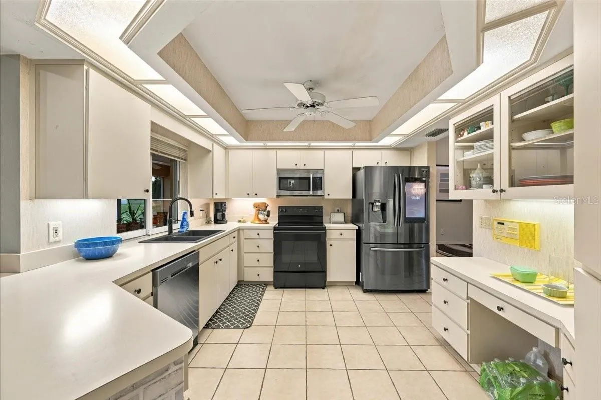 Kitchen with built in desk space