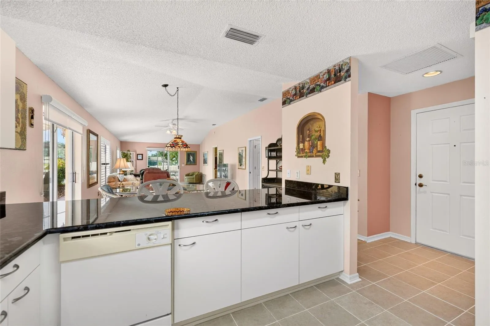 View into villa from kitchen