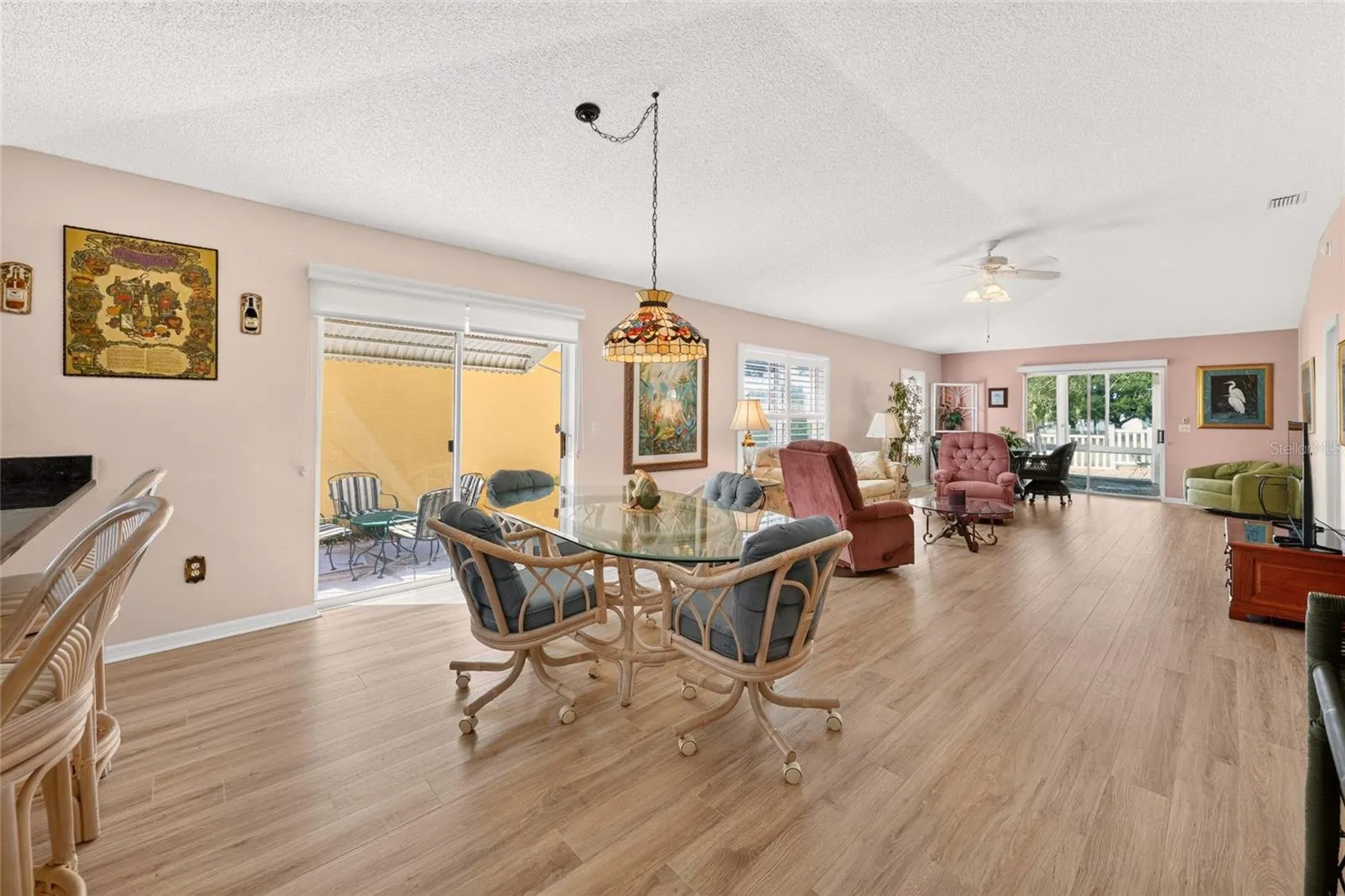 Dining area and living room