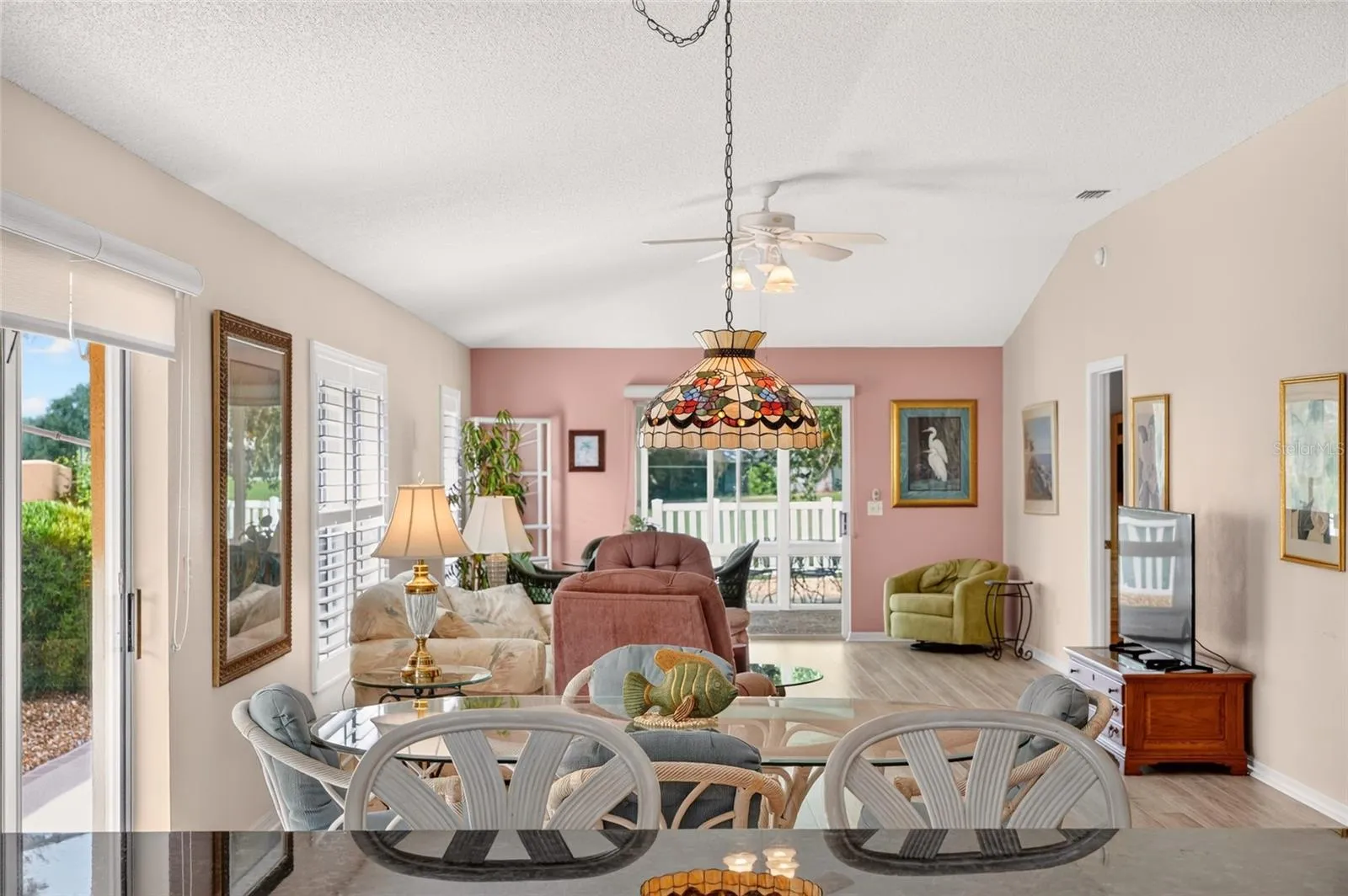 Dining area and living room