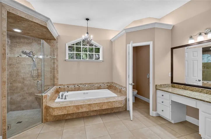 Jacuzzi Tub  Walk in Shower  Master Bathroom