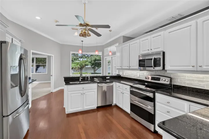 Kitchen view with plenty of storage