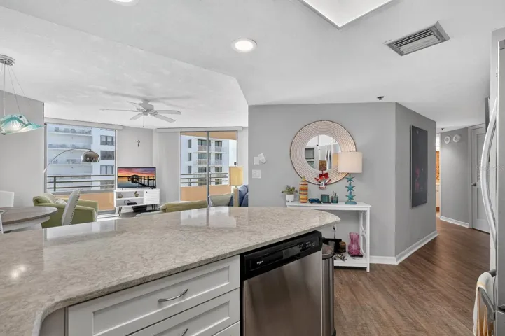 frim kitchen facing living room
