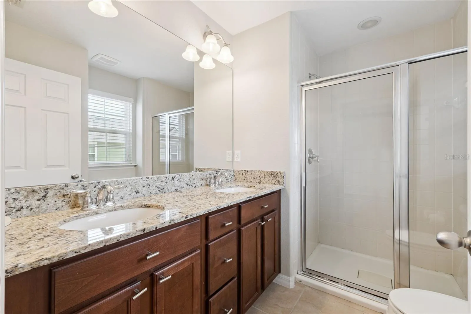 Secondary Bath with Double Vanity and Shower