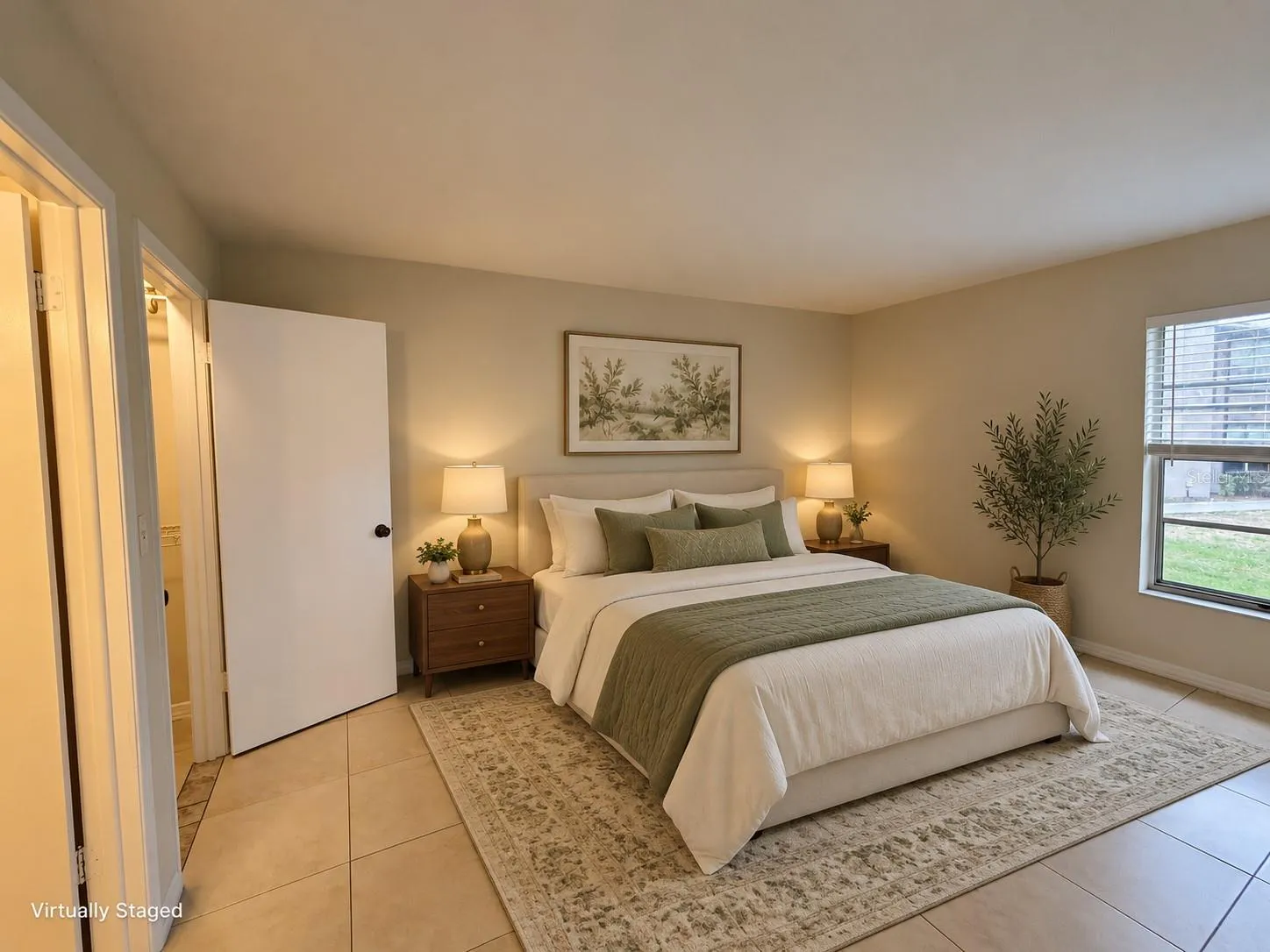 Staged primary bedroom