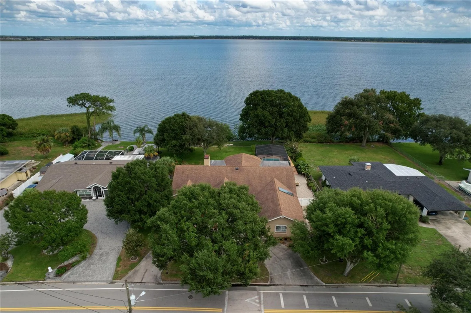 Aerial View looking to lake and backyard