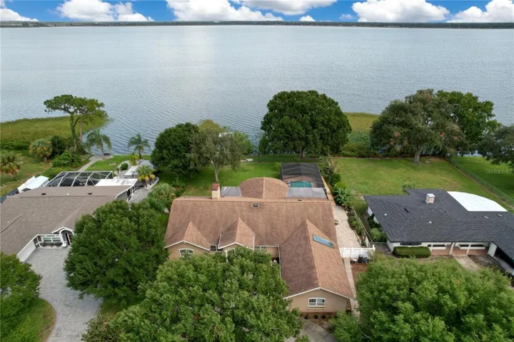 Aerial View looking to lake and backyard