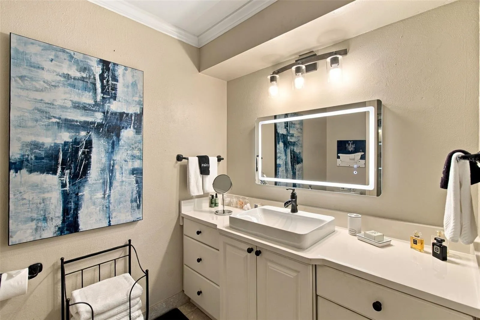 Guest bathroom - lighted mirror