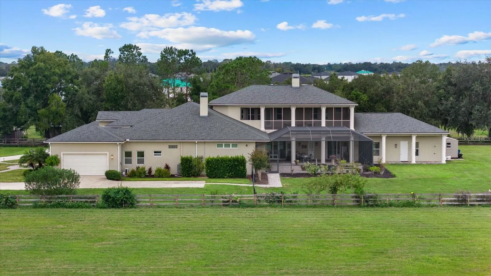 Aerial view of the home from the north