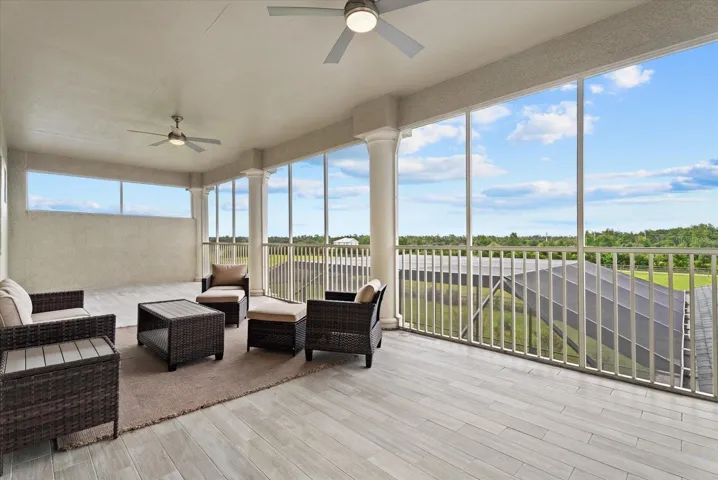 The upstairs screened lanai is truly expanive. Covered from the rain, you could make this a great game room or whatever you need this space to become