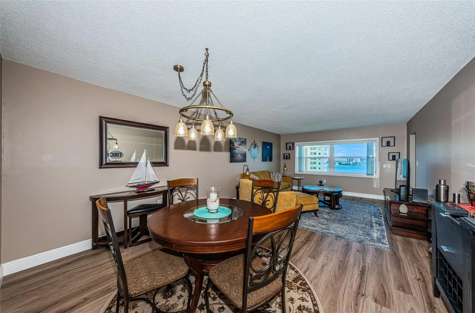 Dining area with water views