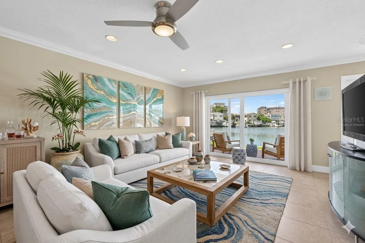 virtually staged Living area and what views