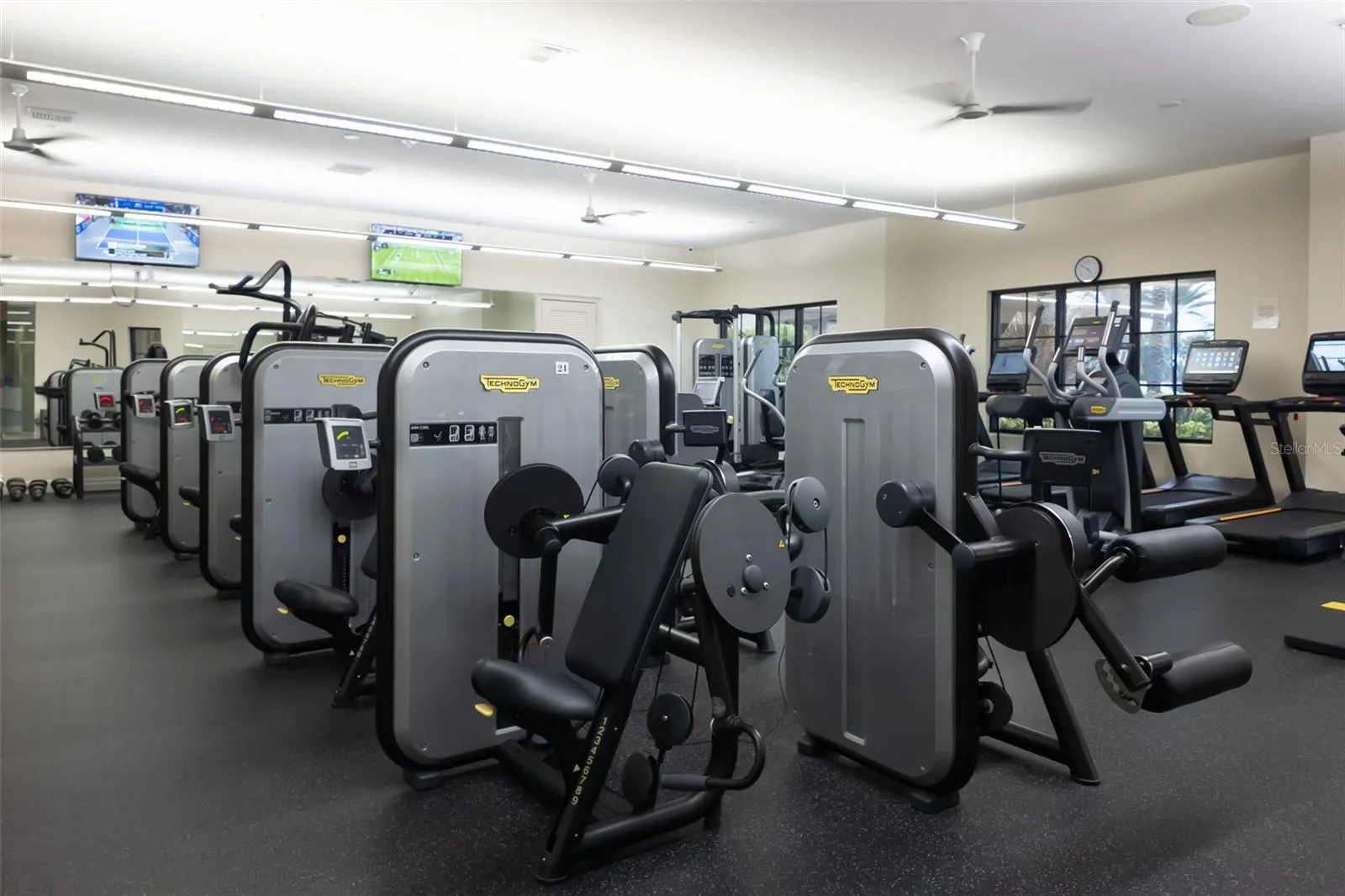 Part of the fitness room in the Wellness Center.  Classroom for exercise instructions are there too, as well as the lockerooms