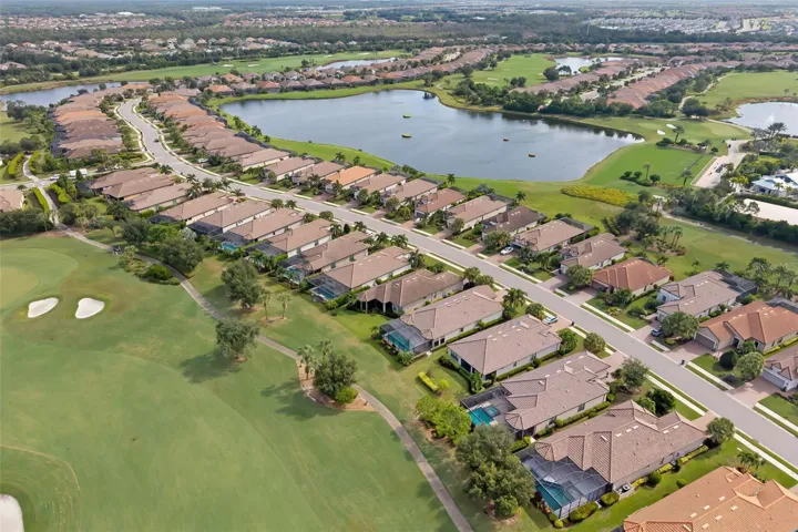 Broader aerial view of Sorrento Way.  To the right is the Wellness Center