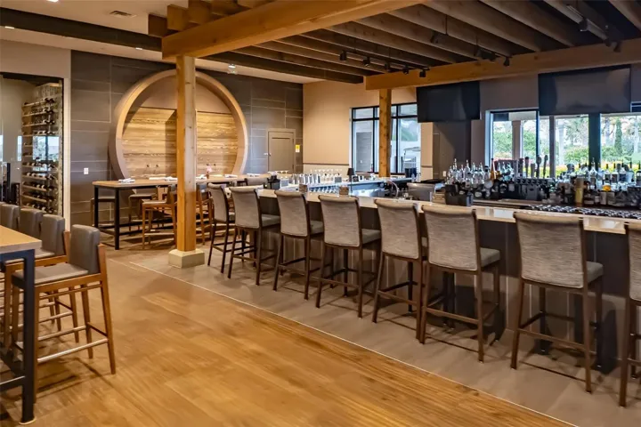 Plenty of seating at the bar, at high-tops, and tables for four or more.