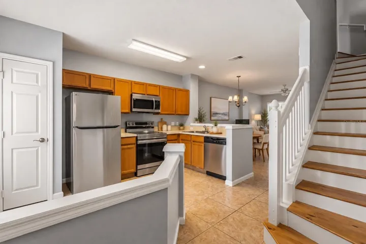 Entryway overlooking the open concept plan.