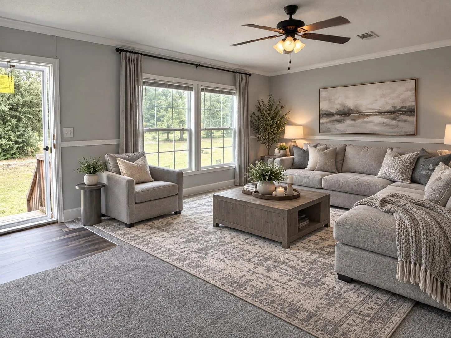 Virtually staged living room