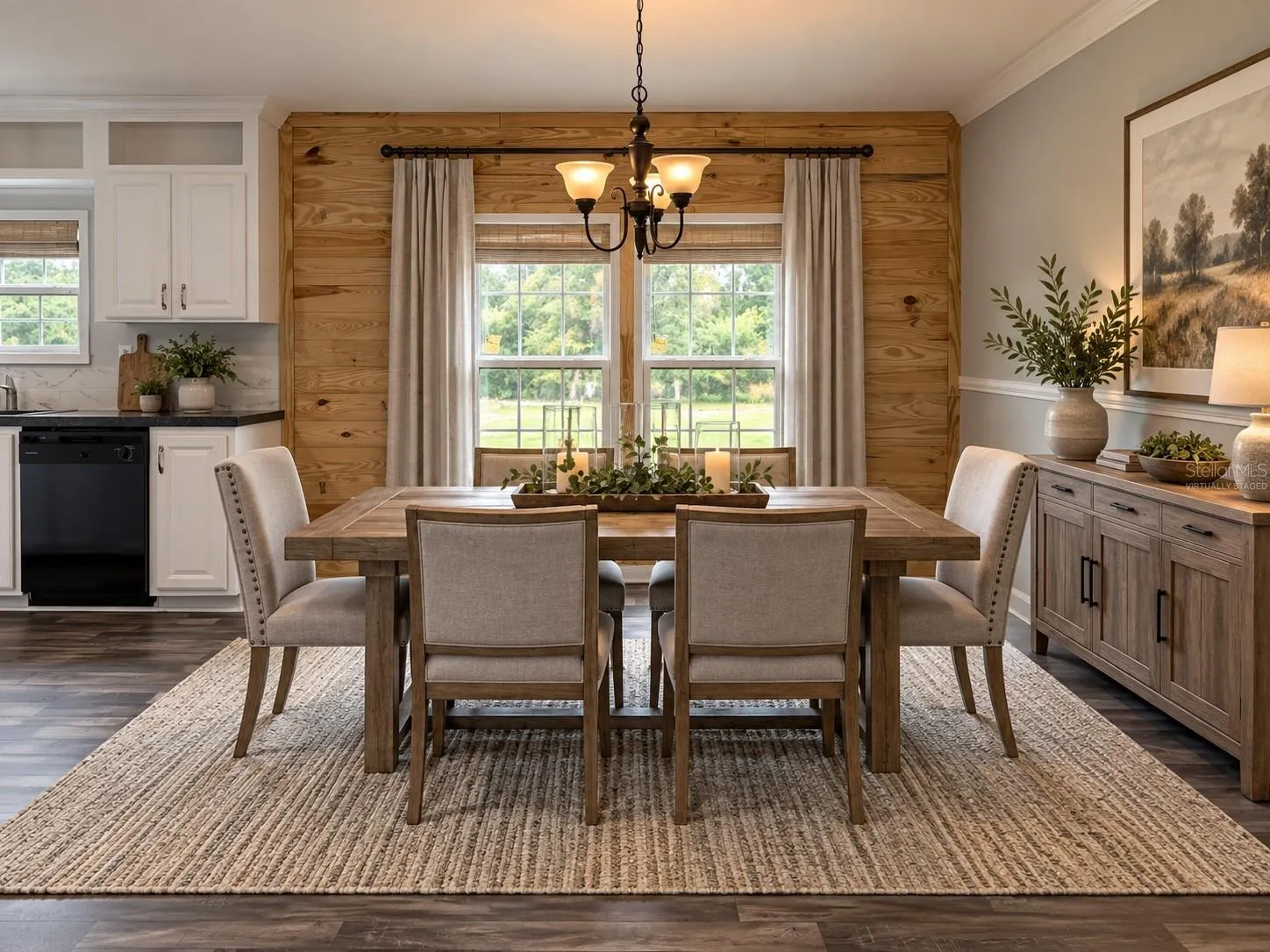 Virtually staged dining area