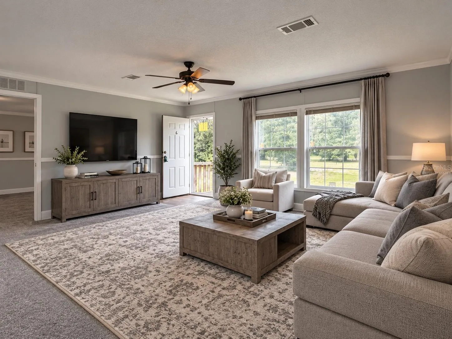 Virtually staged living room