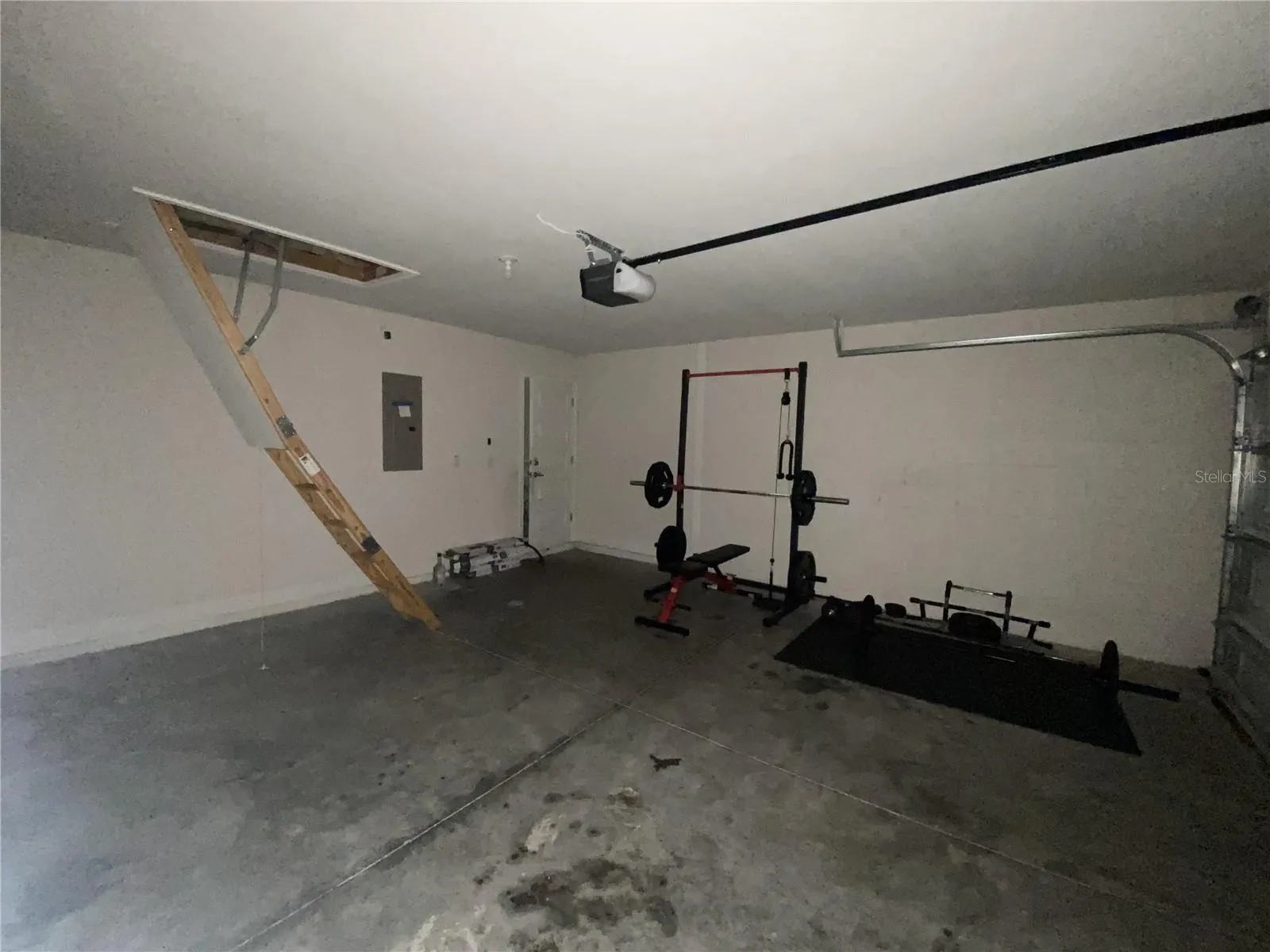 Garage Showing Access Ladder to Attic.